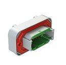 Durable DIP Connector featuring gray thermoplastic shell and various terminal options designed for performance in extreme temperature ranges